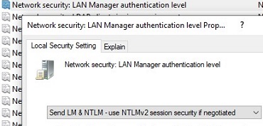 change lan manager auth level