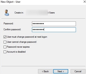 set active directory user account password properties
