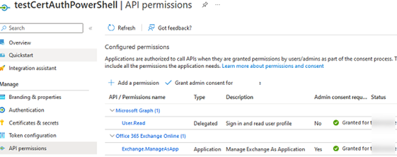 Assign API permissions for Azure app