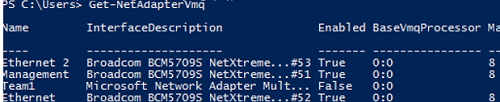 check if vmq is enabled in NIC - powershell