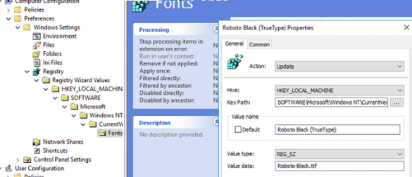 deploy font registry settings using group policy