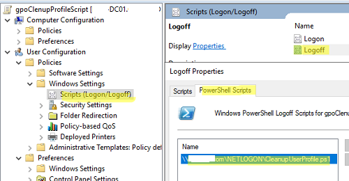 GPO: run powershell script at logoff