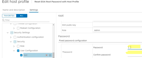 Reset ESXi root password using vCenter Host Profile