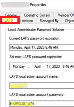 View LAPS password in computer properties in AD