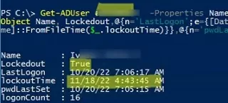ad user: get lockout status using powershell
