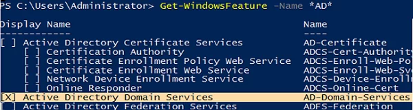 ADDS role is installed on WIndows Server Core 2019