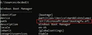 bcdedit: windows boot manager bootmgfw.efi