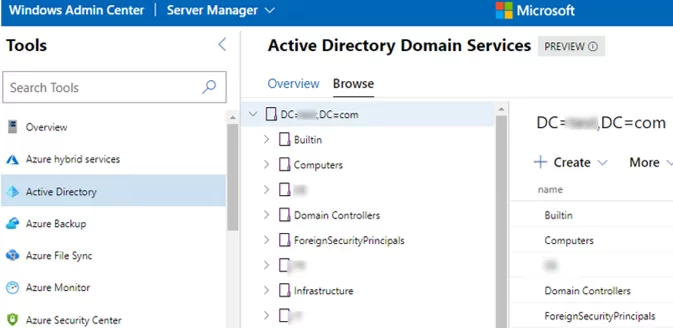 Browse Active Directory OUs in WIndows Admin Center
