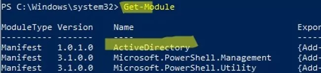 check if ad powershell module is loaded into session