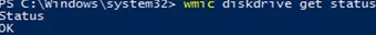 cmd: wmic diskdrive get status