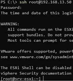 connecting esxi host via ssh