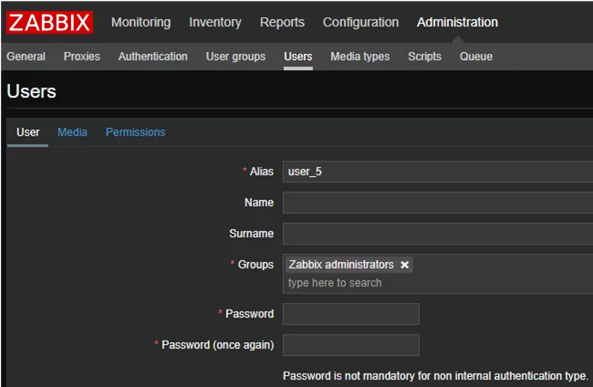 create new zabbix user for AD domain