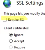 Do not enable SSL on IIS