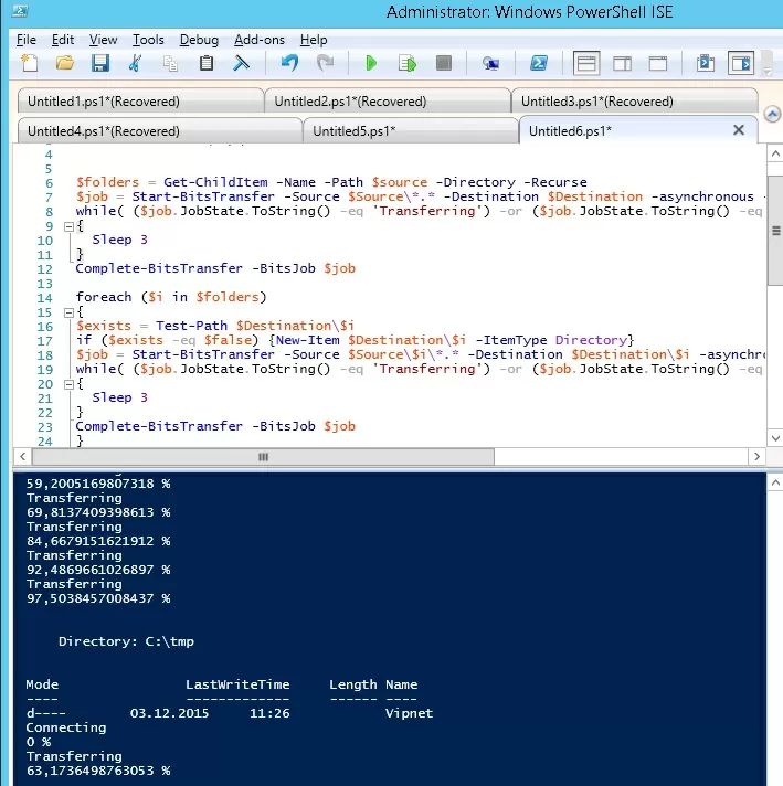 recursively download folder using bits and powershell