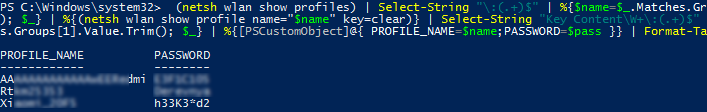 Dump all Wi-Fi passwords on Windows 10 with PowerShell 