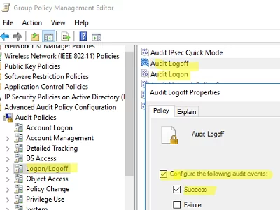 Enable Audit logon events policy in Windows