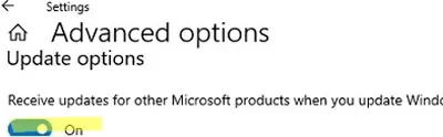 enable the option: receive updates for other microsoft products via windows update