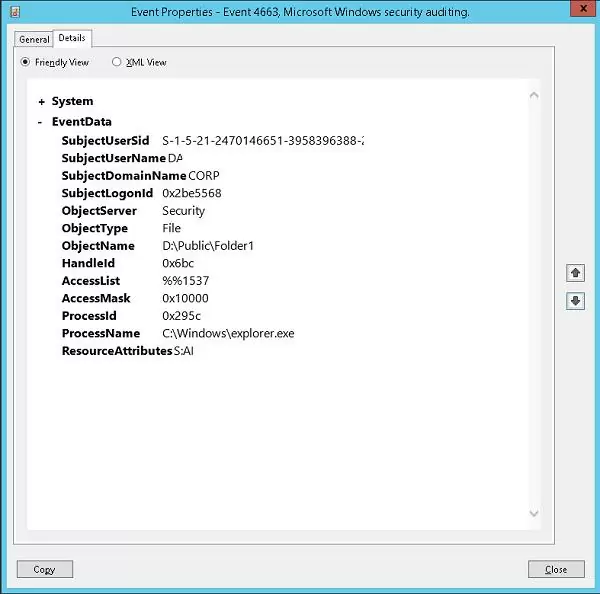 Windows Security audit - event 4663 properties