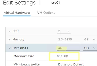 Expand a Virtual Hard Disk in VMware ESXi