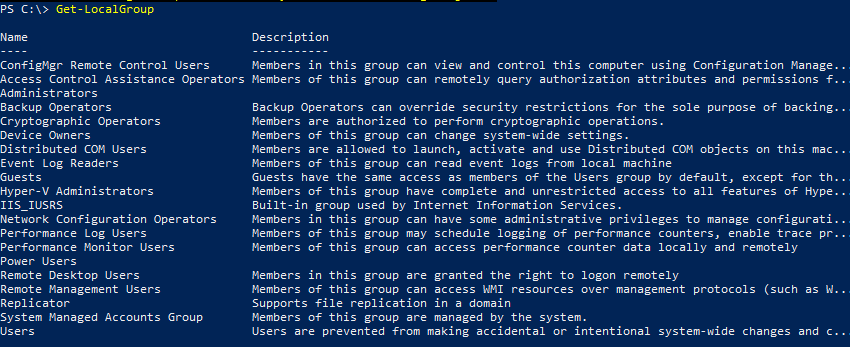 Get-LocalGroup powershell cmdlet