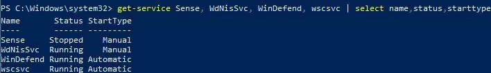 check microsoft defender service state with powershell on windows 10