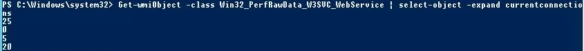 Get-wmiObject Win32_PerfRawData_W3SVC_WebService currentconnections
