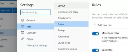 view inbox rules in outlook web