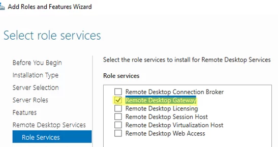 Install Remote Desktop Gateway Role on Windows Server