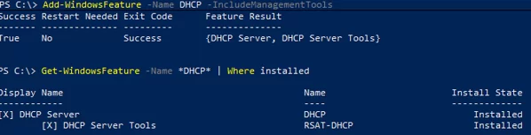 Install-WindowsFeature dhcp - install role using PowerShell