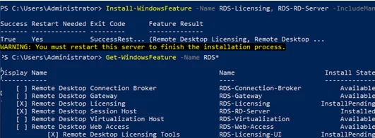 insttall RDS-RD-Server with powershell