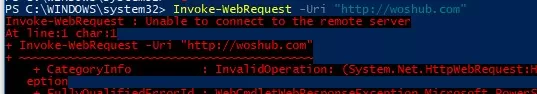 Invoke-WebRequest: Unable to connect to the remote server