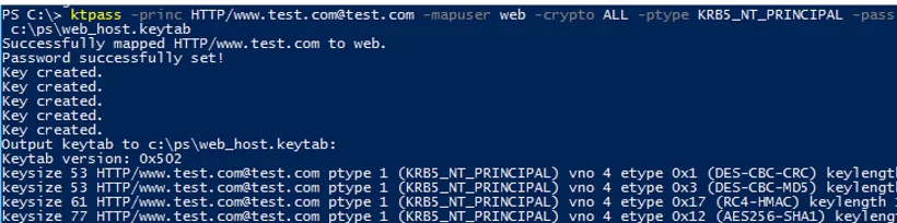 ktpass - generating keytab file on windows