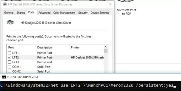 local print lpt port to unc path mapping