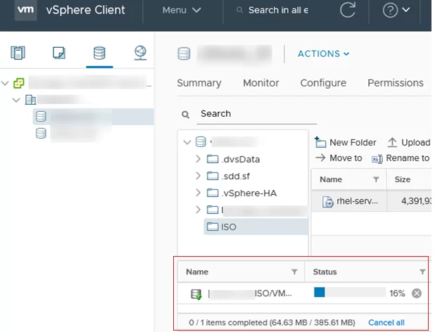 now you can upload files to vmware datastore