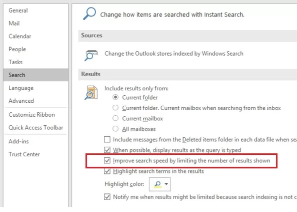 Improve search speed by limiting the number of results shown