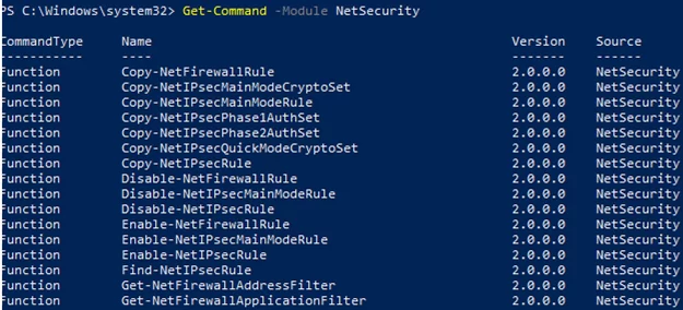 powershell NetSecurity on windows 10 to manage windows defender advanced firewall