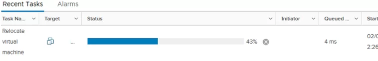 relocate virtual machine task in vmware recent task pane