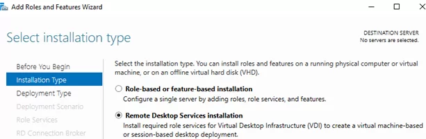 Remote Desktop Services installation on Windows Server 2019 and 2022