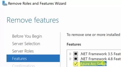 Remove Azure Arc Setup feature on Windows Server 2022