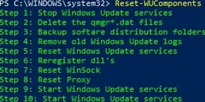 reset windows update components with powershell