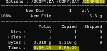 RoboCopy supports copying files over SMB with compression on Windows Server 2022