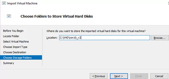 select folder to store VM hard disks