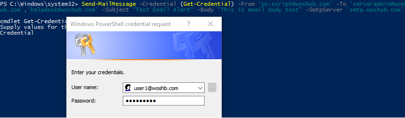 Send Authenticated SMTP with PowerShell Send-MailMessage