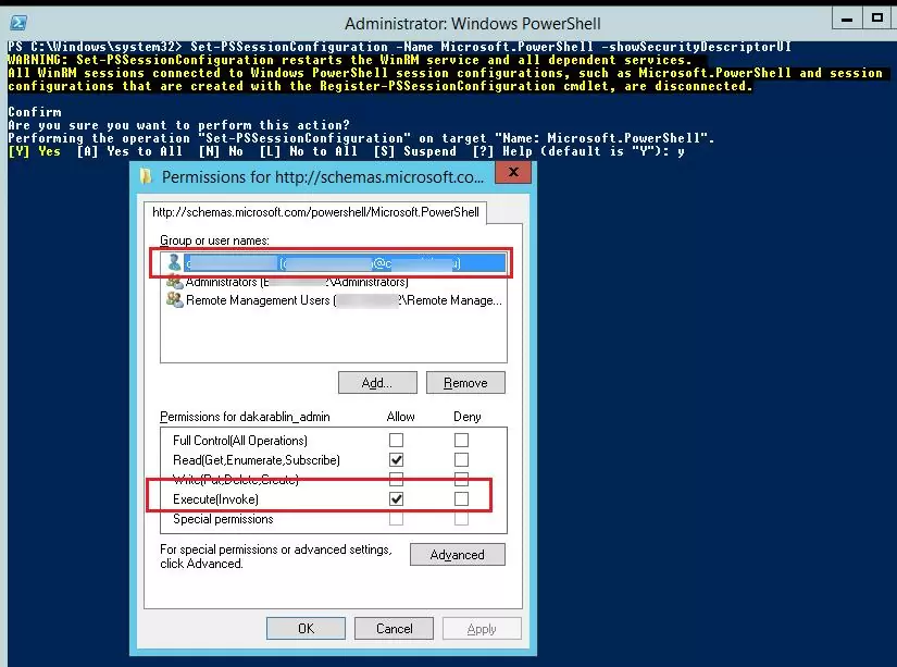 Set-PSSessionConfiguration-Name Microsoft.PowerShell-showSecurityDescriptorUI