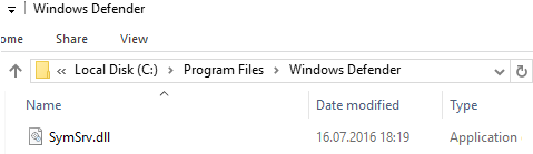 SymSrv.dll Defender dll