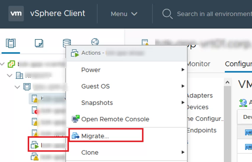 vmware - migrate virtual machines - vmotion