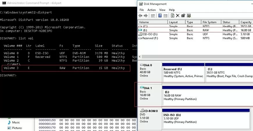 windows 10 raw partition