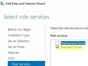 Install transport server to impement tftp on Windows Server