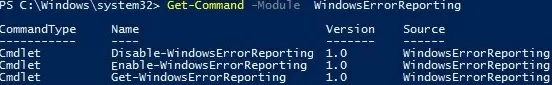 WindowsErrorReporting powershell module